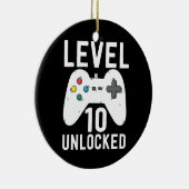 レベル10ロック解除おもしろいされたビデオゲーマー10誕生日 セラミックオーナメント (右)