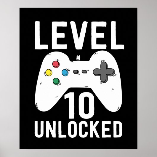 レベル10ロック解除おもしろいされたビデオゲーマー10誕生日 ポスター (正面)
