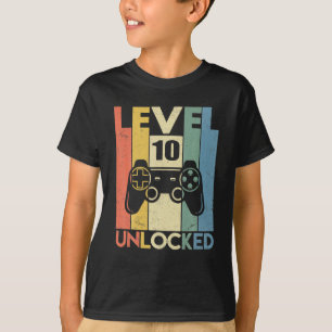 レベル10ロック解除おもしろいされたビデオゲーマー10誕生日 Tシャツ