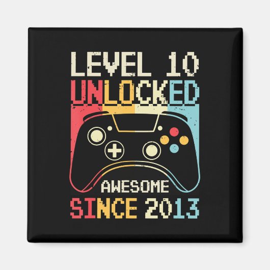 レベル10ロック解除されたビデオゲーム10誕生日ゲーマーB マグネット (正面)
