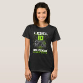レベル10ロック解除されたビデオゲーム2桁の誕生日 Tシャツ (正面フル)