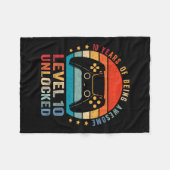 レベル10ロック解除シャツビデオおもしろいゲーマー10th Bir フリースブランケット (正面(横))