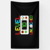 レベル10ロック解除済みビデオゲーム10誕生日ギフト 横断幕 (縦)