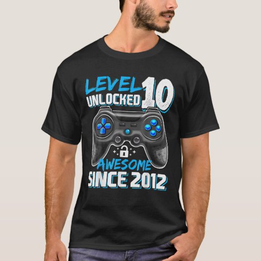 レベル10ロック解除素晴らし2012ビデオゲーム10th Bir Tシャツ (正面)