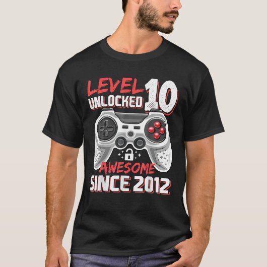レベル10ロック解除素晴らし2012ビデオゲーム10th Bir Tシャツ (正面)