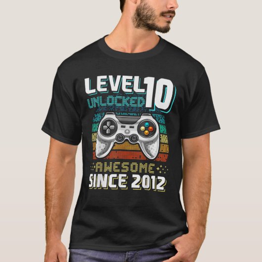 レベル10ロック解除素晴らし2012ビデオゲーム10th Bir Tシャツ (正面)