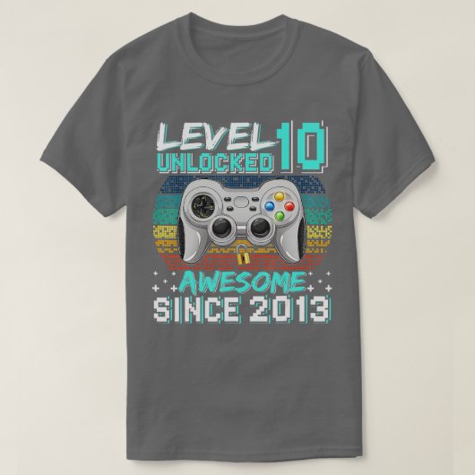 レベル10ロック解除素晴らし2013ビデオゲーム10th Bir Tシャツ (デザイン正面)