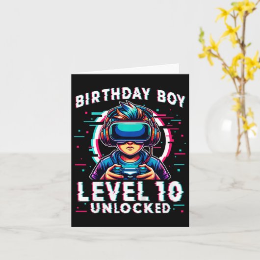 レベル10ロック解除10歳誕生日ゲーマーファン カード (黄色い花)
