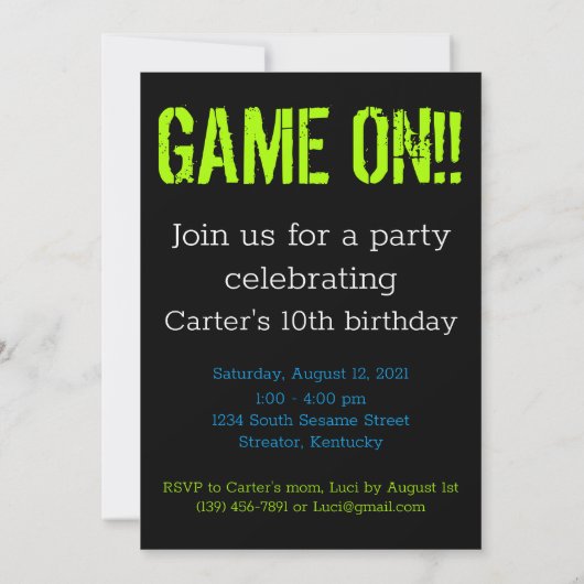 レベル10ロック解除10th誕生日ゲーマーパーソナライズされた 招待状 (裏面)