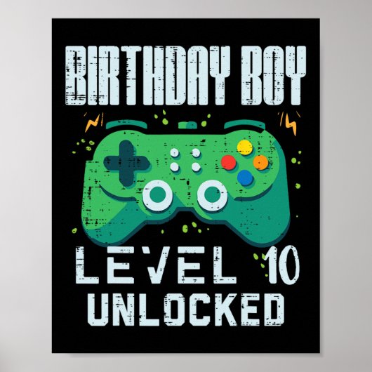 レベル10解放ゲーマーコントローラー 誕生日おめでとう 10 ポスター (正面)