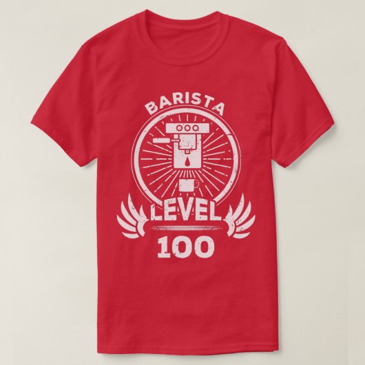 レベル100バリスタコーヒーメーカーのギフト Tシャツ (デザイン正面)