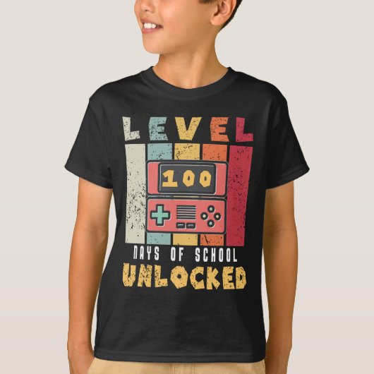 レベル100学校の解錠ゲーマークールボーイの少年 Tシャツ (正面)
