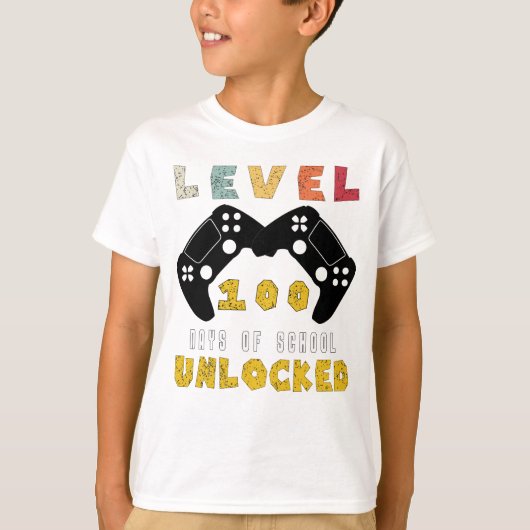 レベル100学校の解錠ゲーマークールボーイの少年 Tシャツ (正面)