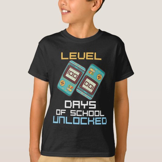 レベル100学校の解錠ゲーマークールボーイの少年 Tシャツ (正面)