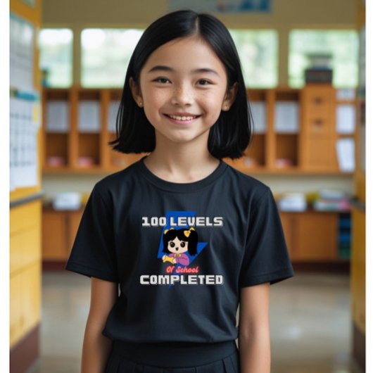レベル100完了:女子100学校日 Tシャツ