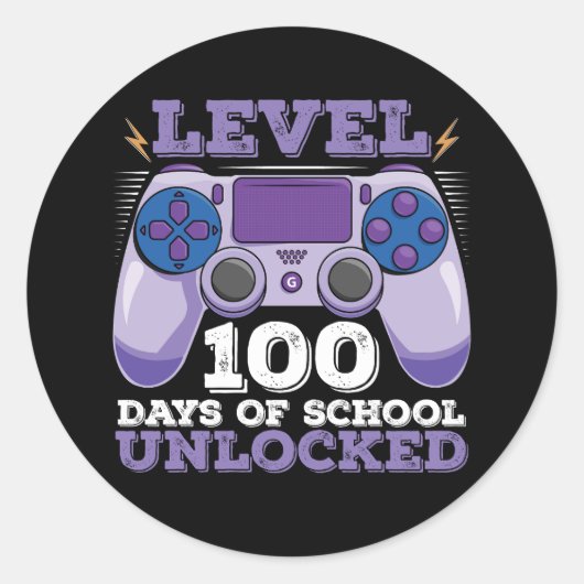 レベル100日の学校のロック解除ゲーマーゲーム ラウンドシール (正面)