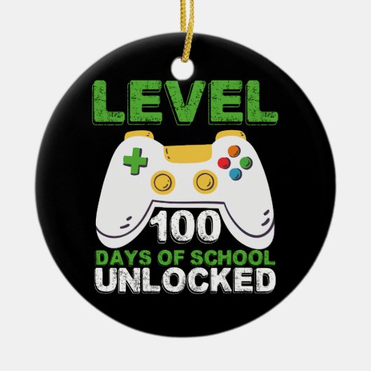 レベル100日の学校のロック解除ゲーマービデオゲーム セラミックオーナメント (正面)