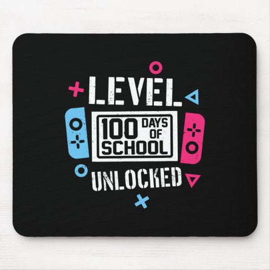 レベル100日の学校のロック解除ゲーマービデオゲーム マウスパッド (正面)