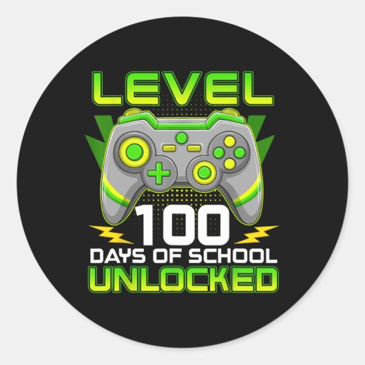 レベル100日の学校のロック解除ゲーマービデオゲーム ラウンドシール (正面)