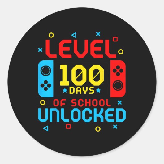 レベル100日の学校のロック解除ゲーマービデオゲーム ラウンドシール (正面)