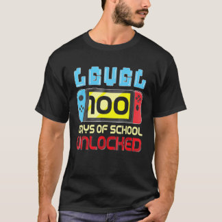 レベル100日の学校のロック解除ゲーマービデオゲーム Tシャツ