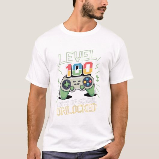 レベル100日の学校のロック解除ゲーマービデオゲーム Tシャツ (正面)