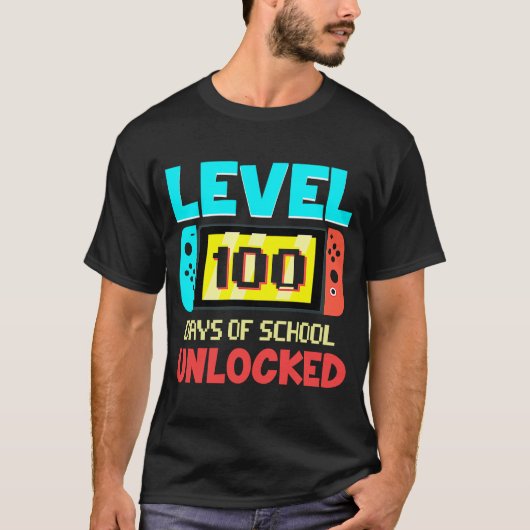 レベル100日の学校のロック解除ゲーマービデオゲーム Tシャツ (正面)