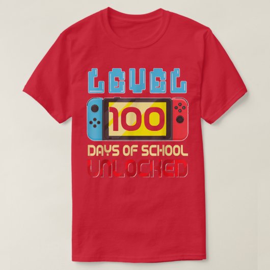 レベル100日の学校のロック解除ゲーマービデオゲーム Tシャツ (デザイン正面)