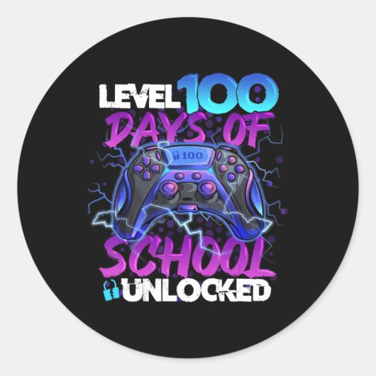 レベル100日の学校のロック解除ゲーマーボーイガールV ラウンドシール (正面)