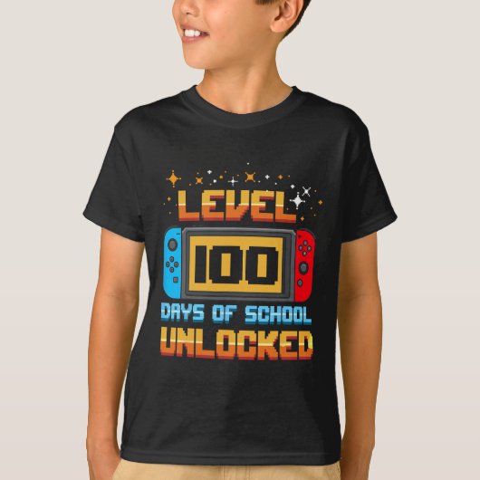 レベル100日の学校のロック解除ゲーマーボーイズおもしろい1 Tシャツ (正面)