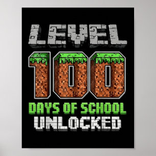 レベル100日の学校のロック解除ピクセルビデオゲーム ポスター