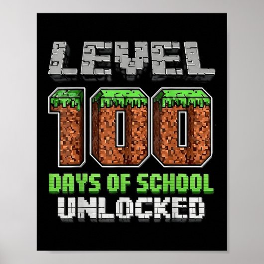 レベル100日の学校のロック解除ピクセルビデオゲーム ポスター (正面)