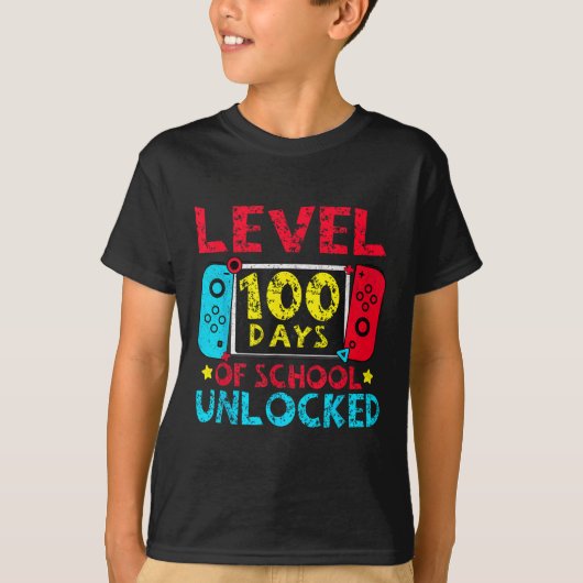 レベル100日の学校のロック解除100日目O Tシャツ (正面)