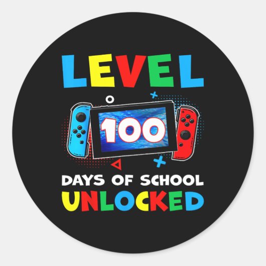 レベル100日の学校の完全ゲーマーのビデオ少年 ラウンドシール (正面)