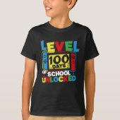 レベル100日の学校の完全ゲーマービデオゲーム Tシャツ (正面)