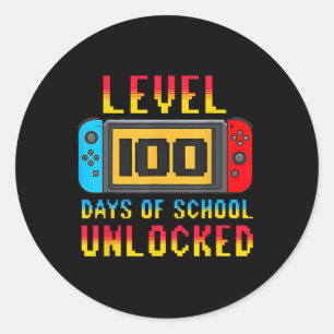 レベル100日の学校の解錠ゲーマー少年おもしろい ラウンドシール