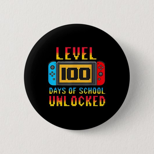 レベル100日の学校の解錠ゲーマー少年おもしろい 缶バッジ (正面)
