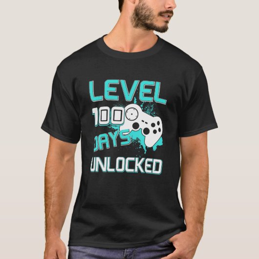 レベル100日学校のロック解除ゲームコントローラー Tシャツ (正面)