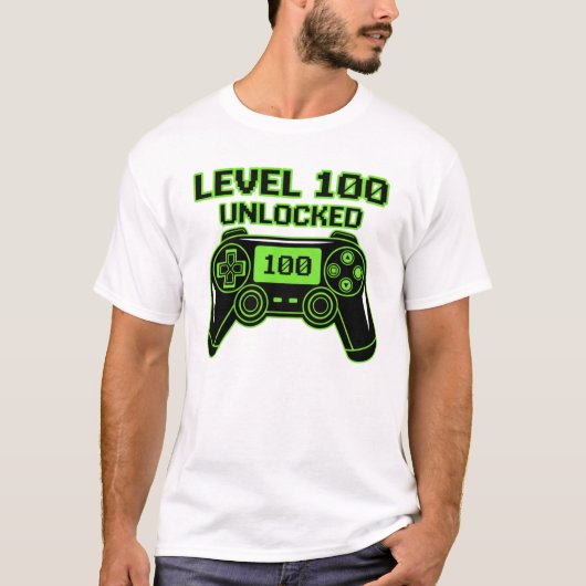 レベル100解放 学校100日目 ゲーマー Tシャツ (正面)
