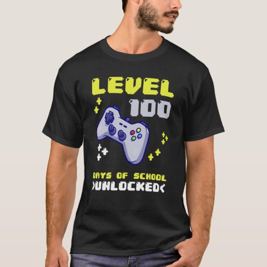 レベル100100日の学校コンソール Tシャツ (正面)