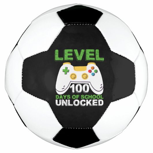 レベル100 学校へ行く日 解禁 ゲーマー ビデオゲーム サッカーボール (正面)