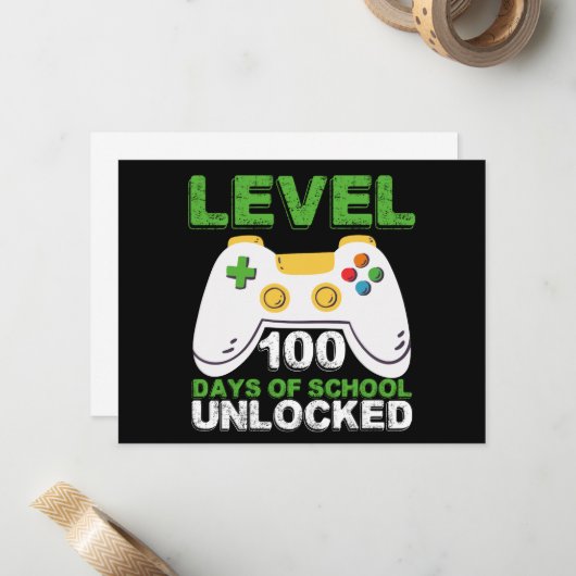 レベル100 学校へ行く日 解禁 ゲーマー ビデオゲーム ノートカード (正面/裏面インサイチュ)