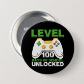 レベル100 学校へ行く日 解禁 ゲーマー ビデオゲーム 缶バッジ (正面&裏面)