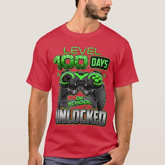 レベル100 学校へ行く日 解禁 ゲーミング ゲーマー男子 Tシャツ (正面)