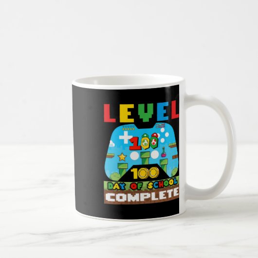 レベル100 学校へ行こう100日目を達成したゲーマー コーヒーマグカップ (右)