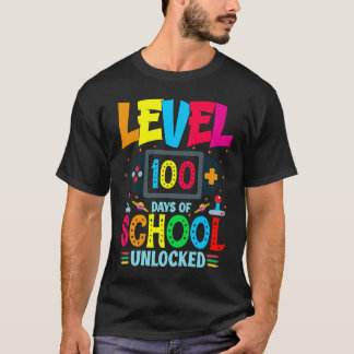 レベル100 学校へ行こう100日目 ゲーム好きな人におすすめのビデオゲーム Tシャツ