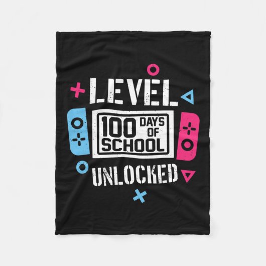 レベル100 学校生活100日を達成 ゲーマー ビデオゲーム フリースブランケット (正面)