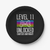 レベル11のロック解除された11番目の誕生日パーソナライズされた紙 ペーパープレート (正面)