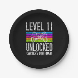 レベル11のロック解除された11番目の誕生日パーソナライズされた紙 ペーパープレート