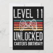 レベル11のロック解除された11誕生日 パーソナライズされた 招待状 (正面)